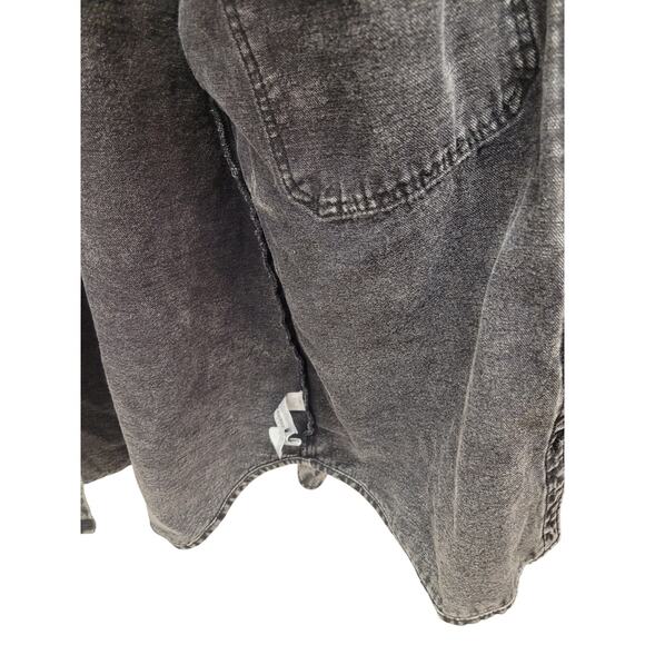 Y2K Grunge Black Acid Wash Denim Jean Shacket Forever 21 Men S Like New - Picture 7 of 7